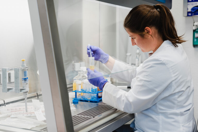 Lab Technican working at clean bench - S1